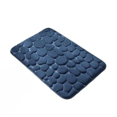 Imagem de Kit 2 Tapete de Banheiro Antiderrapante Soft Macio Luxo 60x40(PARALELEPIPED AZUL)