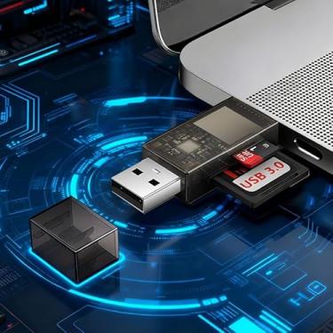 Imagem de Leitor de cartão SD USB C, slots duplos de alta velocidade USB 3.0 tipo C para adaptador de cartão micro SD, leitor de cartão de memória para MicroSD, SDHC, SDXC, TF, compatível com laptop, PC, iPhone