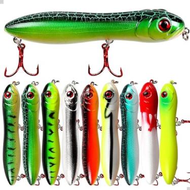Imagem de Kit 9 Iscas Artificiais Popper Superfície 10cm 16g Abs