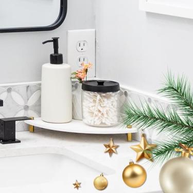 Imagem de Suporte de pia de secagem rápida de canto feito de terra de diatomáceas para banheiro | Bandeja de pedra absorvente de água para pia de banheiro | Pedra de secagem rápida com mármore estampado