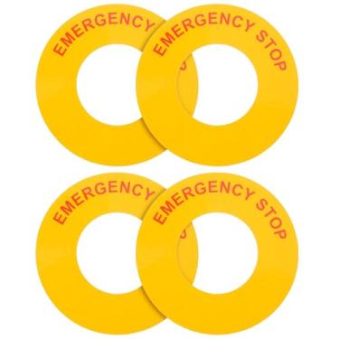 Imagem de VALICLUD 4 peças adesivos de sinal de parada de emergência etiquetas de segurança para máquinas equipamentos industriais decalques de aviso vermelho brilhante cor fácil de aplicar