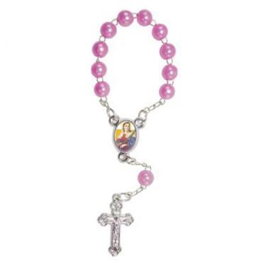 Imagem de 50 Mini Terço com Foto Santa Luzia - SJO Artigos Religiosos, Rosa Choq