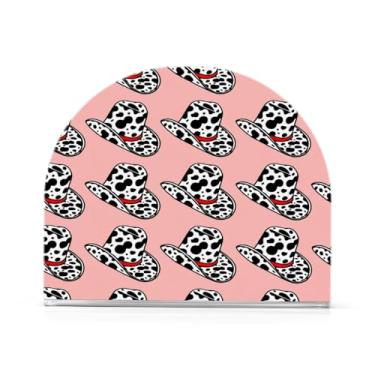 Imagem de Qilmy Porta-guardanapos de chapéus de cowboy com estampa de vaca, porta-guardanapos de acrílico transparente para mesa, suporte de guardanapo de coquetel de papel de seda para cozinha, dispensador de