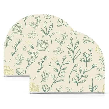 Imagem de Wassud Simple Line Art Leaves Suporte de guardanapo de acrílico, dispensador de guardanapos de papel moderno em forma de U para mesa, cozinha, sala de jantar, bancada 2 peças (comporta 50-60