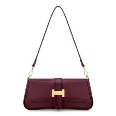 Imagem de KKXIU Bolsa de ombro feminina, bolsa pequena Hobo, bolsa de mão retrô para axilas, Borgonha