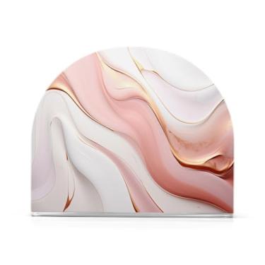 Imagem de Wassud Porta-guardanapos de mármore ouro rosa para mesa, cozinha e jantar, suporte de guardanapo de acrílico para guardanapos de papel acomodam 50-60 guardanapos decoração de fazenda 2 peças