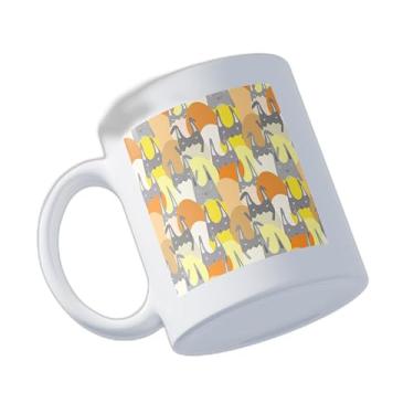 Imagem de Caneca Xícara de Café Porcelana 300ml com Design de Coelhos e Ovos de Páscoa