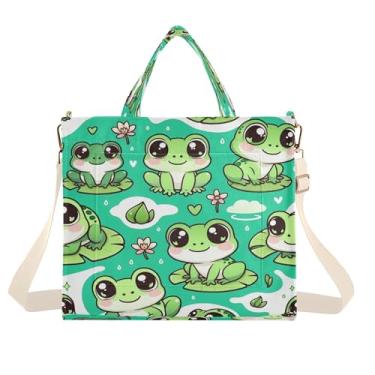 Imagem de Burbuja Sacola feminina Cute Frogs, bolsa tiracolo de veludo cotelê, bolsa tiracolo para compras, trabalho, viagem, P, B144, Medium