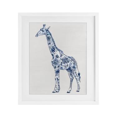 Imagem de Stupell Industries Impressão emoldurada de girafa branca vintage Toile sob vidro, design por Lettered and Lined, 40,6 x 33,5 cm