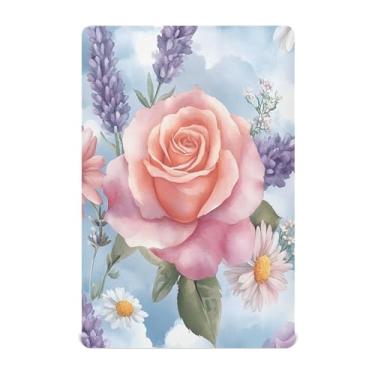 Imagem de STAYTOP Lençóis de berço Beautiful Roses para meninos e meninas, lençol com elástico para berço padrão e colchão infantil, lençol de microfibra supermacia 132 × 71 cm