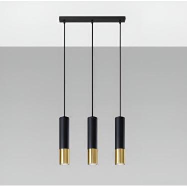 Imagem de Pendente Moderno Slim Tubular Bicolor 30cm P/3 Mini Dicroicas Canopla 