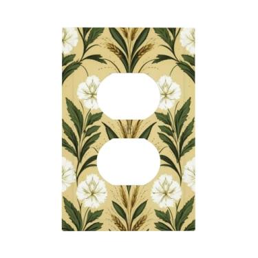 Imagem de Capa de interruptor de luz estilo de arte decorativa, padrão de flor azul e branca, placa decorativa de tomada basculante de 1 gangue, compatível com GFCI, capa protetora de interruptor elétrico para