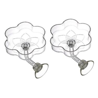 Imagem de Fenteer Conjunto de 2 comedouros para camarões com ventosa para aquário. Acessórios para aquário, bandeja de alimentação para peixes, prato de acrílico, Flor de Seis Pétalas