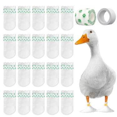Imagem de ZZBUY Botas descartáveis para pés de pato verdadeiros, Bumble Foot para suprimentos de pato com bandagem, tamanho grande (verde N, 20 peças)