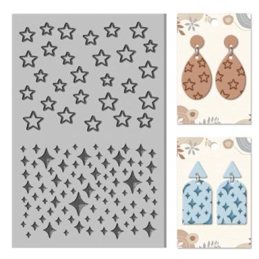 Imagem de 1 tapete de textura de borracha, bloco de padrão de modelagem com estrelas, kit de fabricação de joias, ferramentas criativas de artesanato para máquinas de gravação de carimbos, artesanato faça você