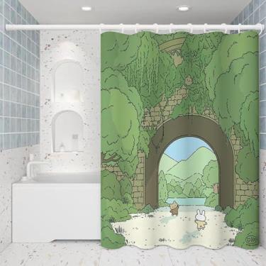 Imagem de CWPJUNDGP Cortina de chuveiro impressa, divisória sanitária não perfurada, cortina de chuveiro para pendurar