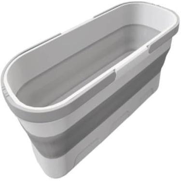 Imagem de Balde portatil, dobra, agua, limpeza, casa, rodinhas, retangular, pratico, cinza.
