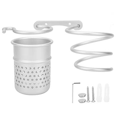Imagem de CUOFYUNL Suporte para secador de cabelo, montagem na parede, ferramentas de estilo de cabelo, organização de armazenamento, suporte suspenso com copo