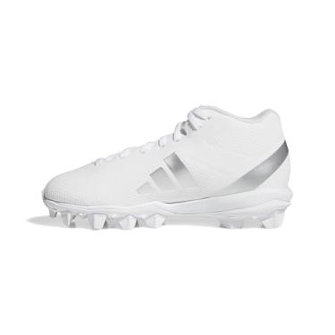 Imagem de adidas Tênis de futebol unissex infantil Adizero Impact.2 Spark Molded, Branco/Prata Metálico/Branco, 3.5 Little Kid