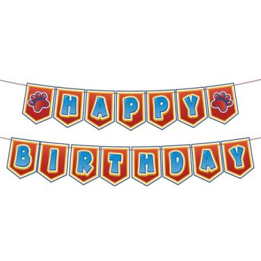 Imagem de Faixa Happy Birthday Pata Cachorro, Faixa Pendurada Fofa Pré-Encordoada Decoração Festas Aniversário com Tema Cartoon para Meninos & Artigos para Festa Chá de Bebê