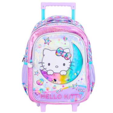 Imagem de Mochila Hello Kitty Luxo Rodas E Costas 15398 - Xeryus