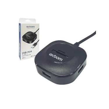 Imagem de HUB USB Exbom UH-R23 3 USB 2.0 Leitor Cartão de Memória Preto