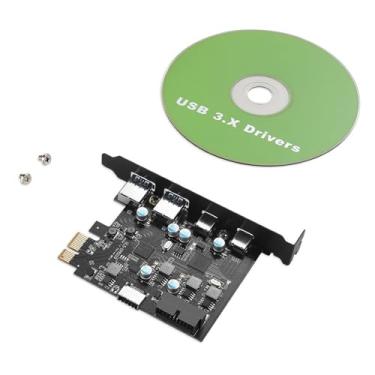 Imagem de Placa PCIe USB de 6 portas, PCI Express para Tipo C USB-A Type-E 19-PIN placa de expansão, até 5 Gbps