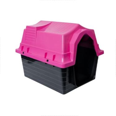 Imagem de Casinha para Cachorro N3 em Plástico Resistente com Proteção UV, Ventilação Lateral e Fácil Montagem(Rosa)