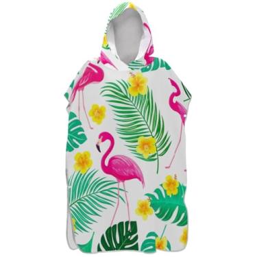 Imagem de Joisal Lindo flamingos poncho de surfe trocador de roupão adulto com capuz toalha de natação plus size ponchos femininos com capuz