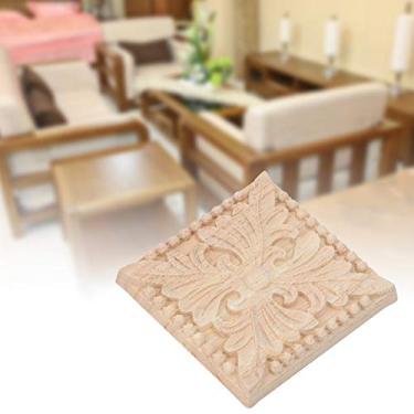 Imagem de Generic Escultura Em Madeira Xadrez Aplique Decalque Em Relevo para Móveis Decoração Clássica 4 Peças para Casa Hotel Madeira de Borracha 2.4 "estilo Vintage (Estilo 2)
