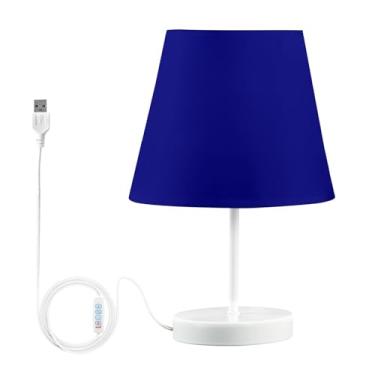 Imagem de Joisal Candeeiro de mesa azul marinho com porta de carregamento USB, luminária de quarto com abajur para quarto