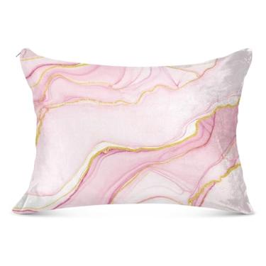 Imagem de Fronha decorativa de arte rosa blush estética com zíper para travesseiro padrão Queen King Travesseiros corporais de cama macia animal, tamanho king, 50,8 cm x 101,6 cm