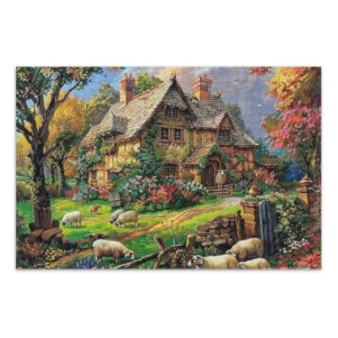 Imagem de Quebra-cabeças Farm with Many Sheep 1000 peças, quebra-cabeças legais para adultos, jogos para a família
