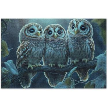Imagem de Quebra-cabeças florais de hera de corujas fofas personalizadas, 500 peças para adultos, animais, flores, arte, quebra-cabeças grandes, presentes, 51 x 35 cm