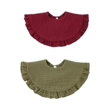 Imagem de Babadores De Algodão Macio Ajustáveis Com Renda 2 Peças, Panos De Arro