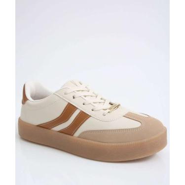 Imagem de Tênis Casual Feminino Recorte Vizzano-11332, Bege, 37