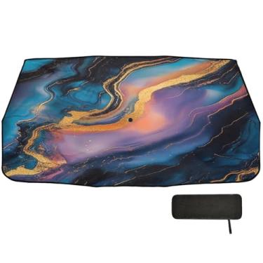 Imagem de Guarda-sol de para-brisa roxo com espirais de mármore vívidos, proteção de isolamento térmico, para-sol para janela de carro, guarda-chuva de 147 x 75 cm para carro