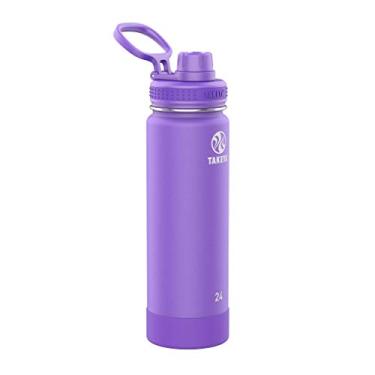 Imagem de Takeya Garrafa de água isolada ativa de aço inoxidável com tampa de bico, 700 ml, Nitro Purple
