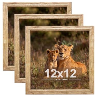 Imagem de TKYGU Conjunto de 3 porta-retratos de 30,5 x 30,48 cm, moldura de madeira moderna horizontal e vertical para pendurar na parede, 30,5 x 30,5 cm, moldura quadrada para galeria de fotos, melhor presente