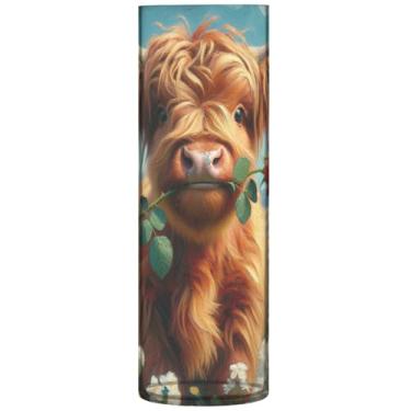 Imagem de Vasos cilíndricos de mola floral de vaca Highland para centros de mesa, vaso de plástico grande personalizado, decoração de apartamento, estética, 30 x 9,9 cm