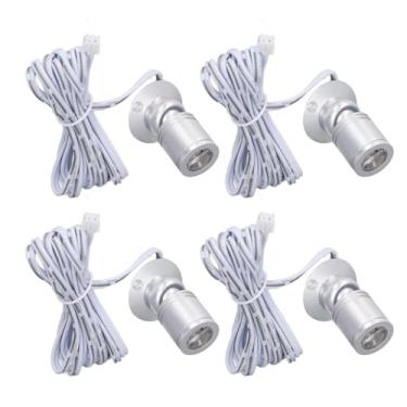Imagem de Generic Luzes de Ponto de Exibição LED Mini Refletor USB Regulável para Entrada de Varanda de Vitrine de Joias, Material de Alumínio 4pcs 5V Refletor Ajustável Interno para Vitrines, Armários (Luz