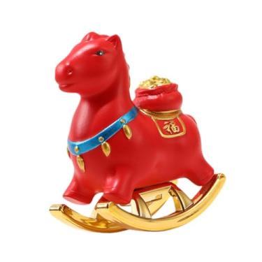 Imagem de XLWLLNJ Estátua de cavalo em resina, feita à mão, moderna, para decoração de mesa, quarto de hóspedes ou estabelecimentos comerciais (Feng Shui), Vermelho