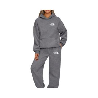 Imagem de Conjunto De Moletom Com Capuz Feminino De Alta Qualidade Estampa Casua