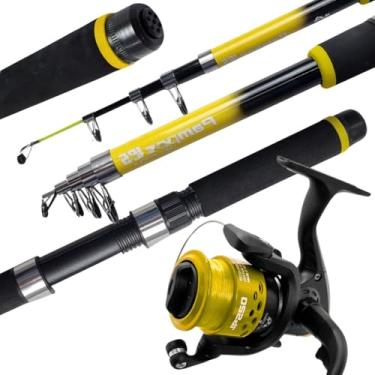 Imagem de Kit Vara Telescópica + Molinete JP250-1 Rolamento, Relação 5.1:1, Portátil Leve para Pesca em Água Doce (Rio, Lago, Açude) | Ideal para Iniciantes e Recreacional (Amarelo)