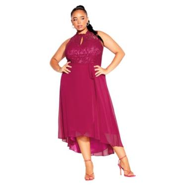 Imagem de City Chic Vestido plus size, vestido Hi Lo Lover, Sangria, 58