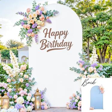 Imagem de Capa de fundo de arco branco e azul 2,5 m, capa de arco de casamento, pano de fundo elástico, festa de aniversário, branco, azul, azul, elastano, balão, banquete, nupcial, chá de bebê, decoração de