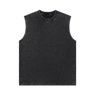 Imagem de Camiseta Regata Masculina Retrô Desgastada De Algodão Puro 230g Casual