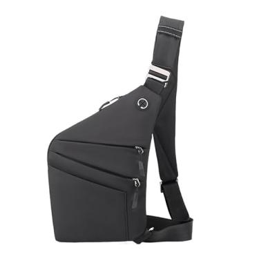 Imagem de Bolsa de peito masculina antifurto - Mochila de ombro único nas axilas, bolsa transversal segura, Ombro direito preto, One Size