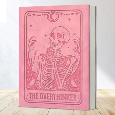 Imagem de Caderno de esqueleto gótico, o Overthinker, cartão de tarô, presente de bruxa para homens, mulheres, colega de trabalho, amigo - rosa