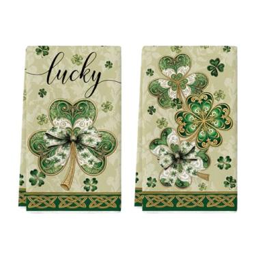 Imagem de Artoid Mode Toalha de prato marrom trevo trevo dia de São Patrício, 45 x 66 cm, casa de fazenda, férias, primavera, decoração, limpeza, conjunto de 2